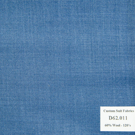 D62.011 Kevinlli V4 - Vải Suit 60% Wool - Xanh Dương Trơn